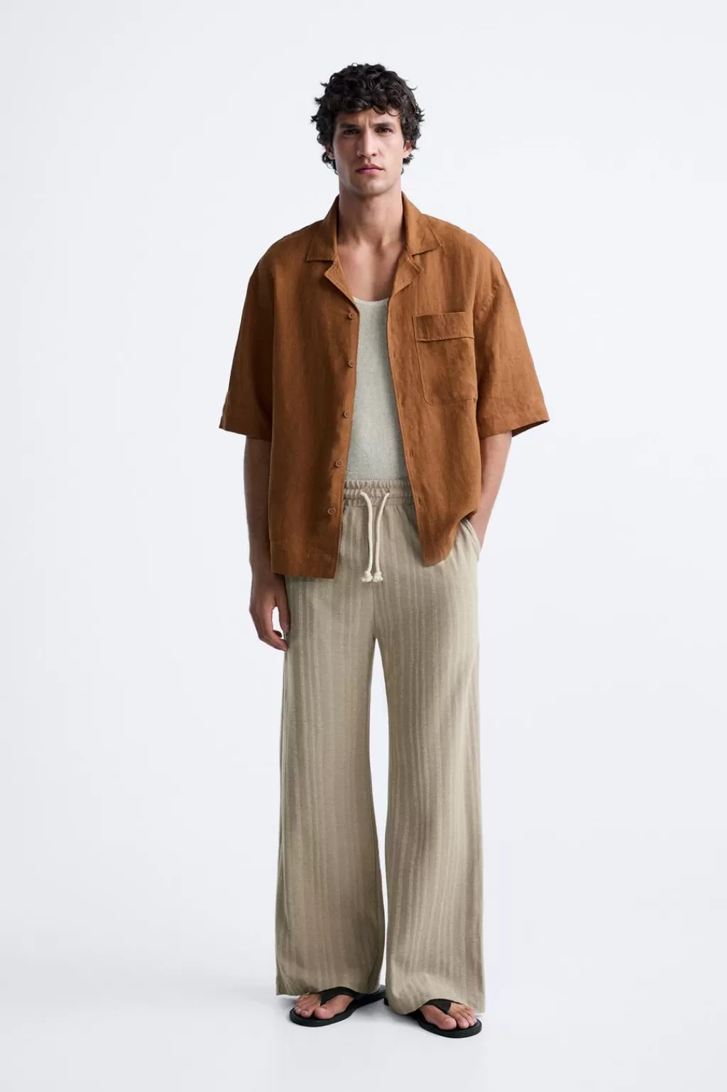 ZARA PANTALÓN JACQUARD RAYAS<Hombre Pantalones