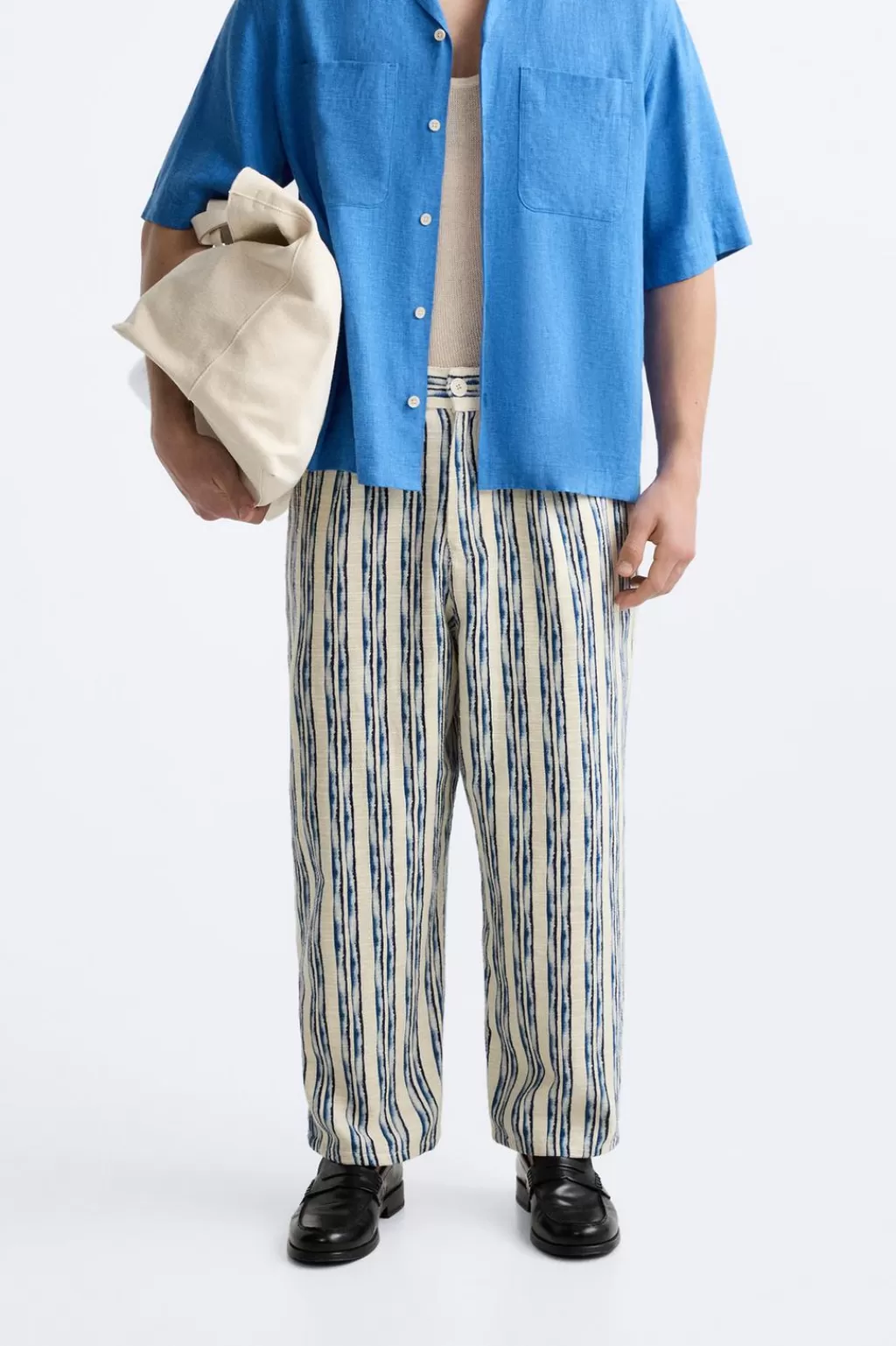 ZARA PANTALÓN JACQUARD RAYAS<Hombre Pantalones
