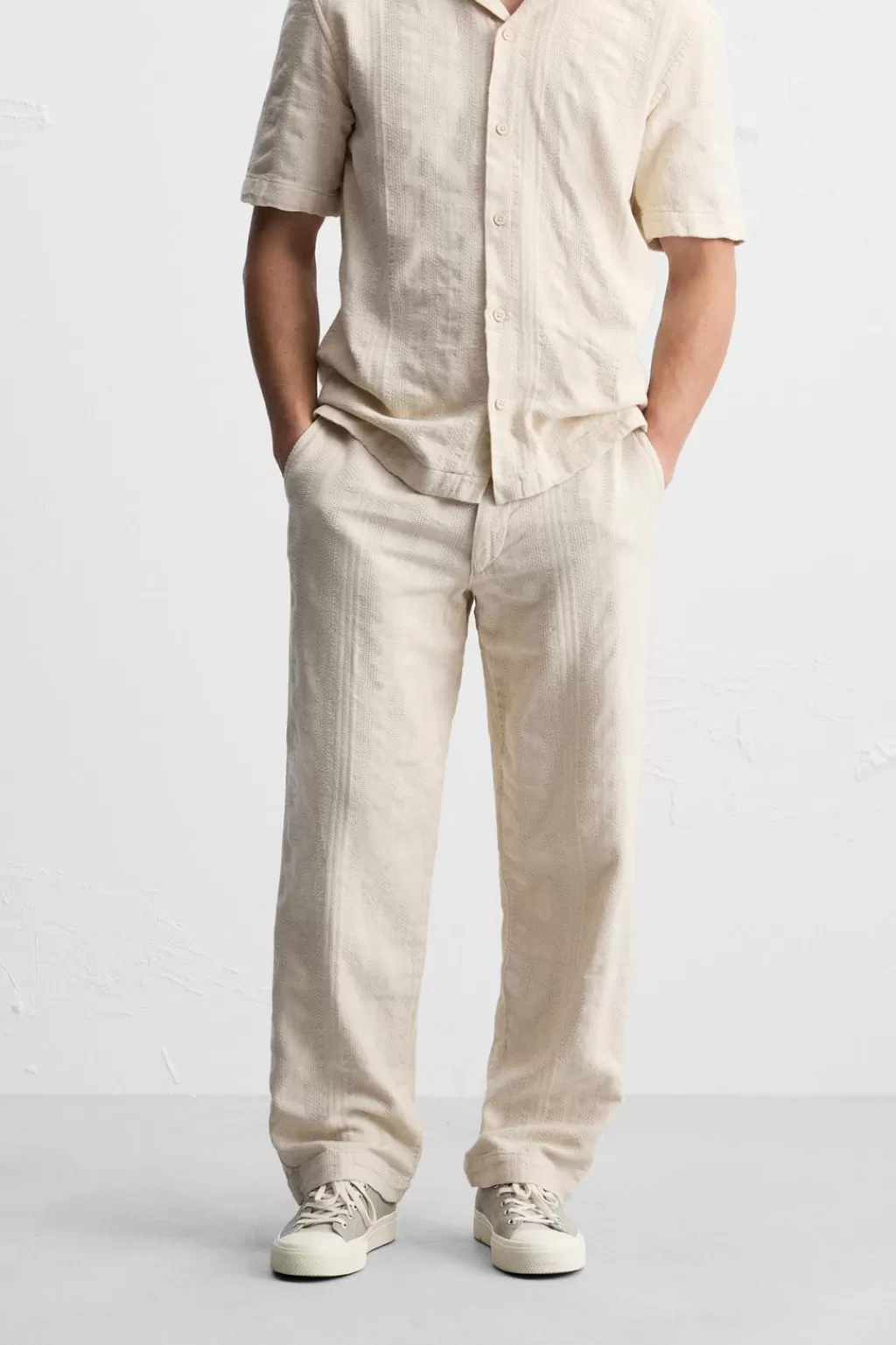 ZARA PANTALÓN JACQUARD RAYAS<Hombre Pantalones