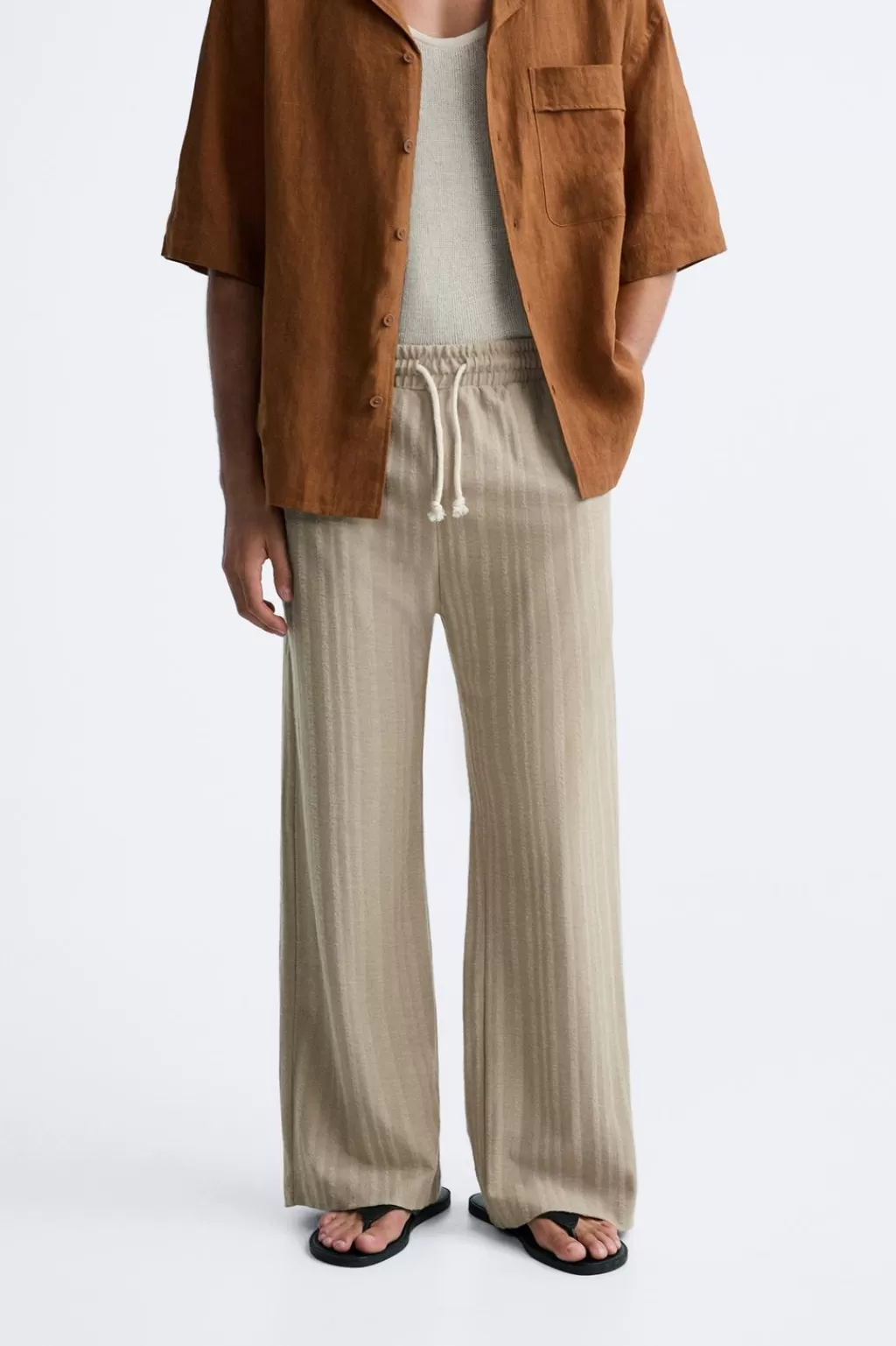 ZARA PANTALÓN JACQUARD RAYAS<Hombre Pantalones