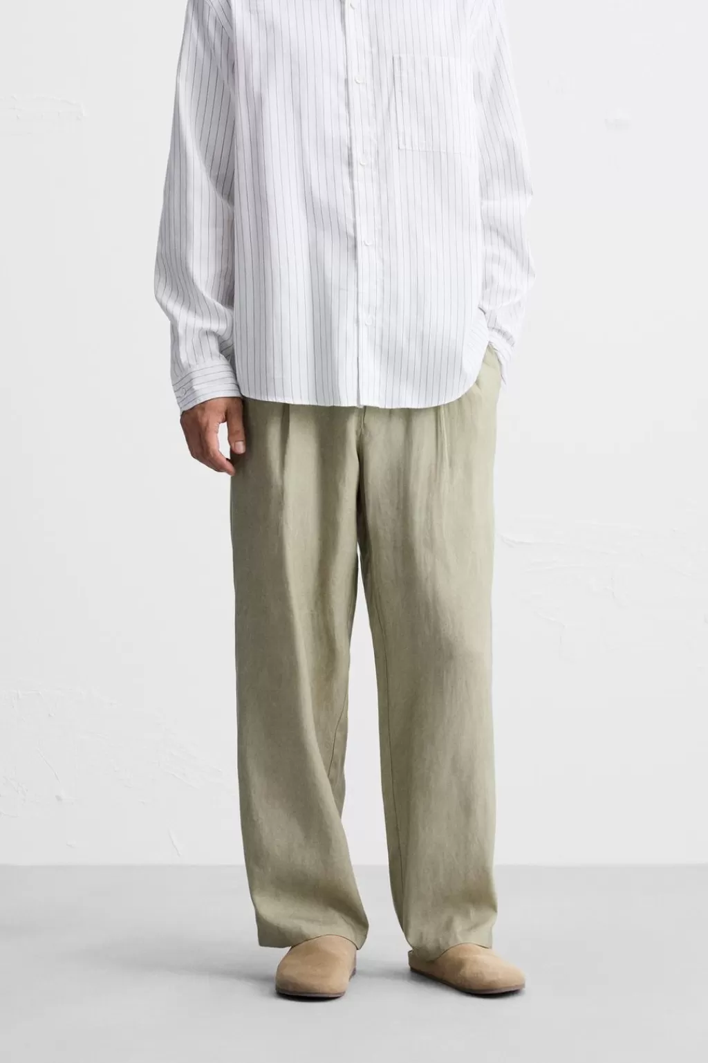 ZARA PANTALÓN LAVADO LYOCELL - LINO<Hombre Pantalones