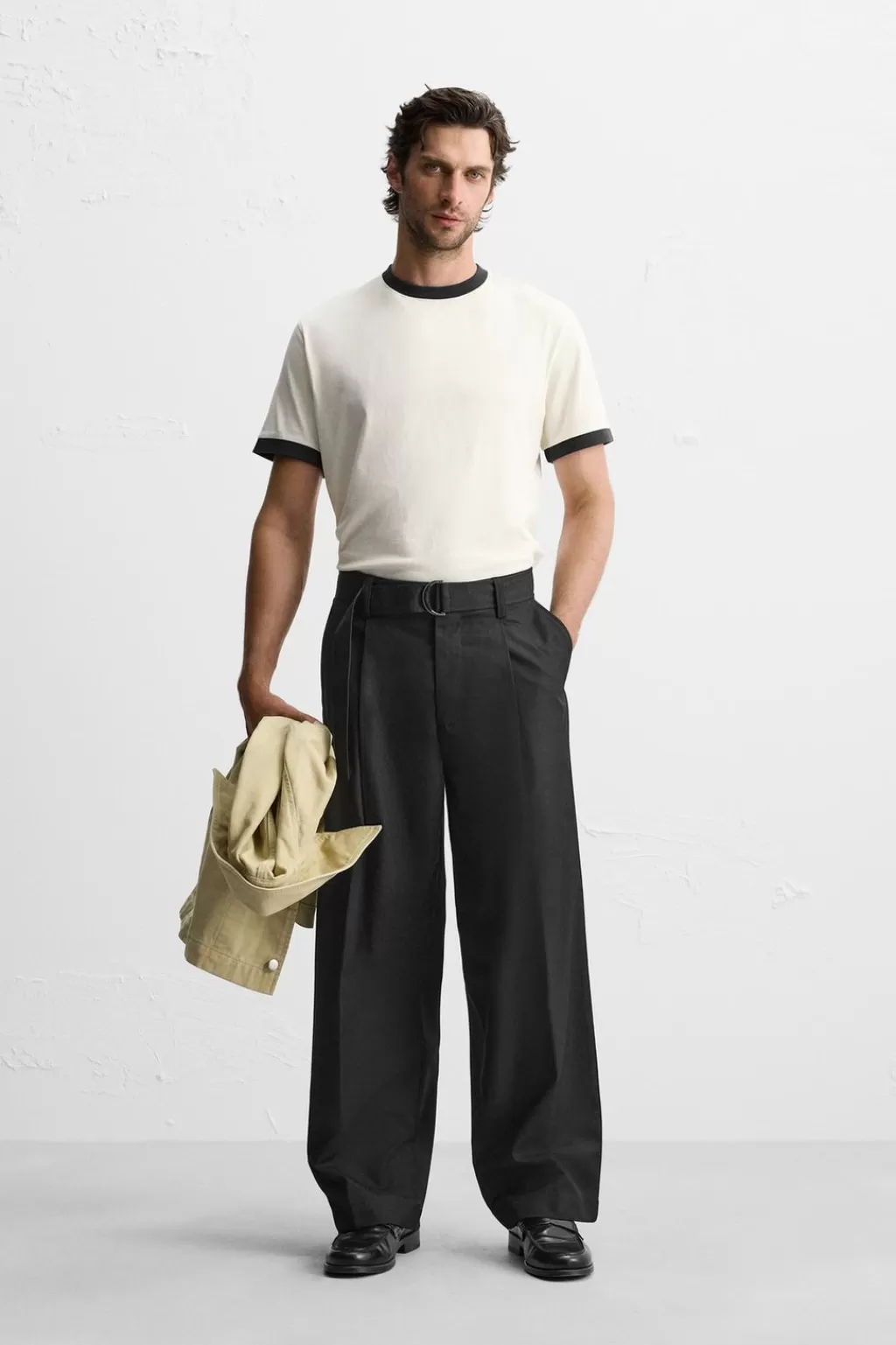 ZARA PANTALÓN PLIEGUES CINTURÓN<Hombre Pantalones