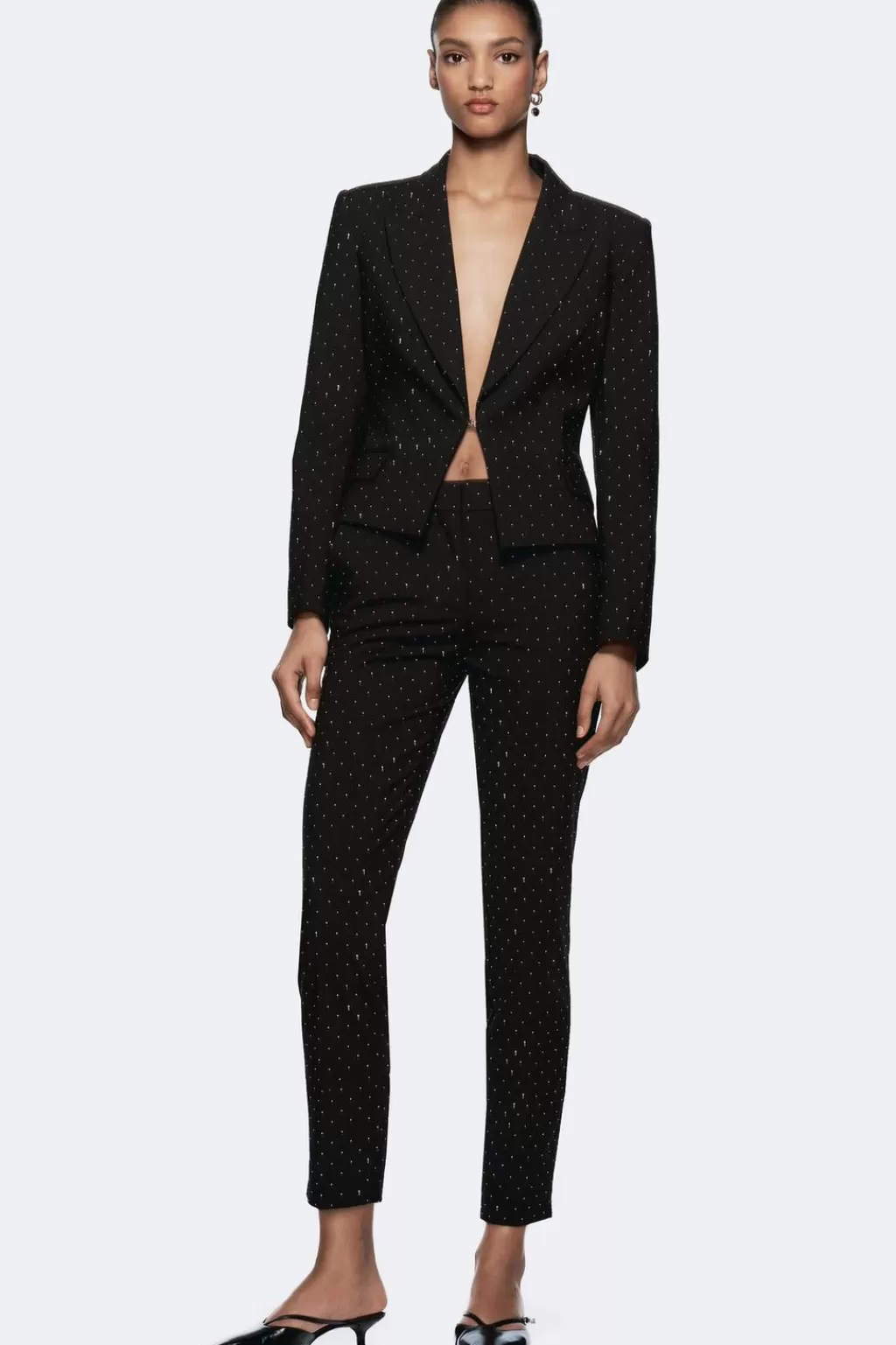 ZARA PANTALÓN TOBILLERO BRILLOS<Mujer Pantalones