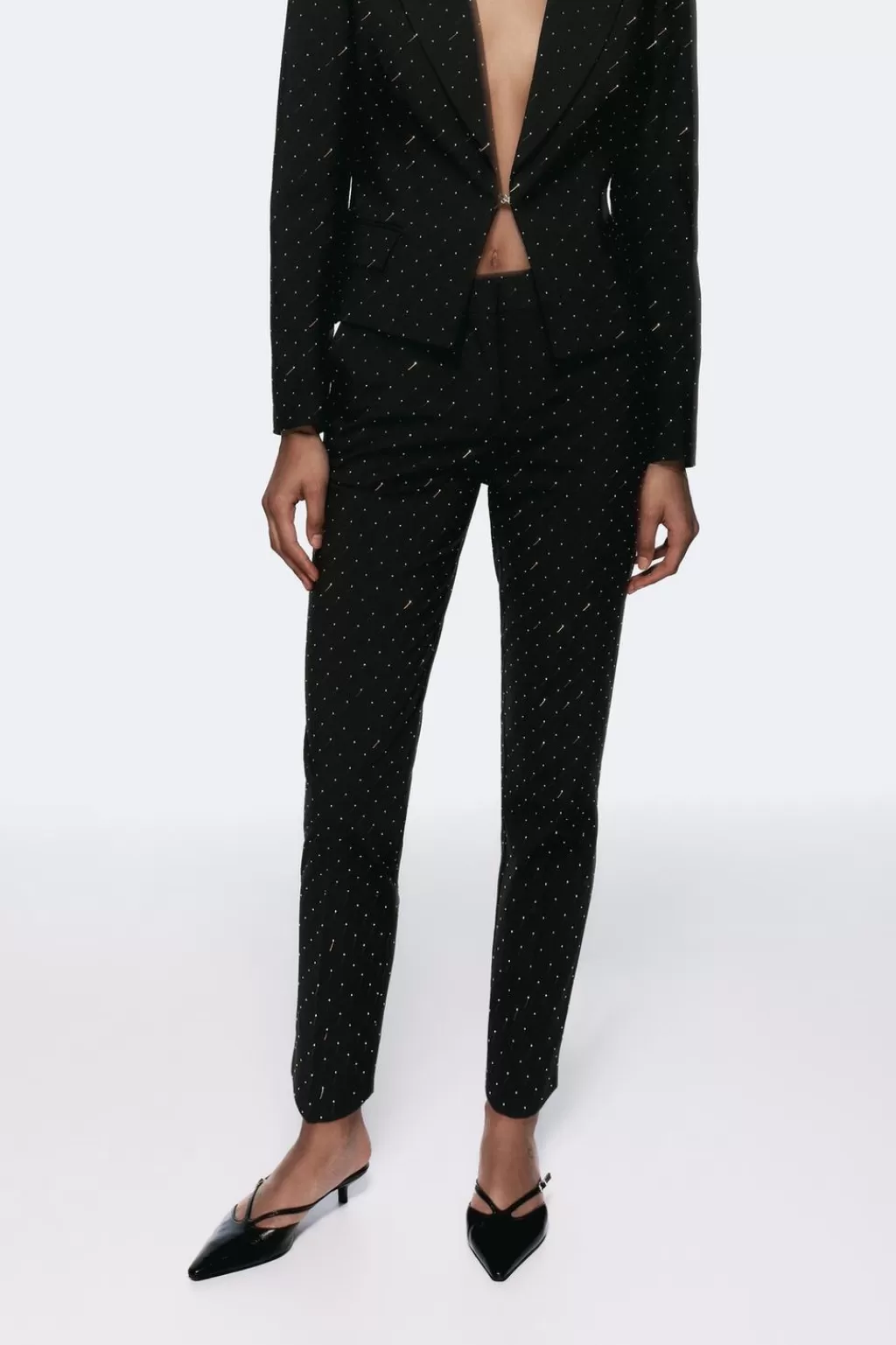 ZARA PANTALÓN TOBILLERO BRILLOS<Mujer Pantalones