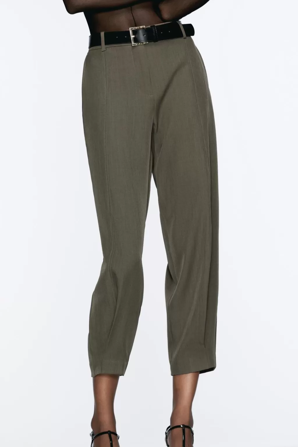 ZARA PANTALÓN TOBILLERO CINTURÓN<Mujer Pantalones