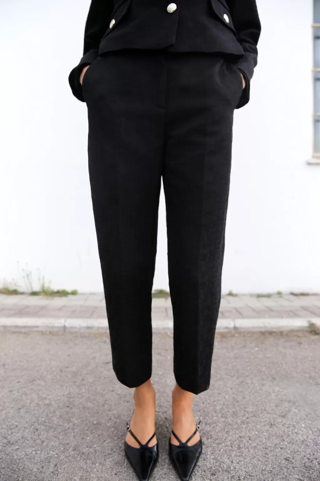 ZARA PANTALÓN TOBILLERO JACQUARD<Mujer Pantalones