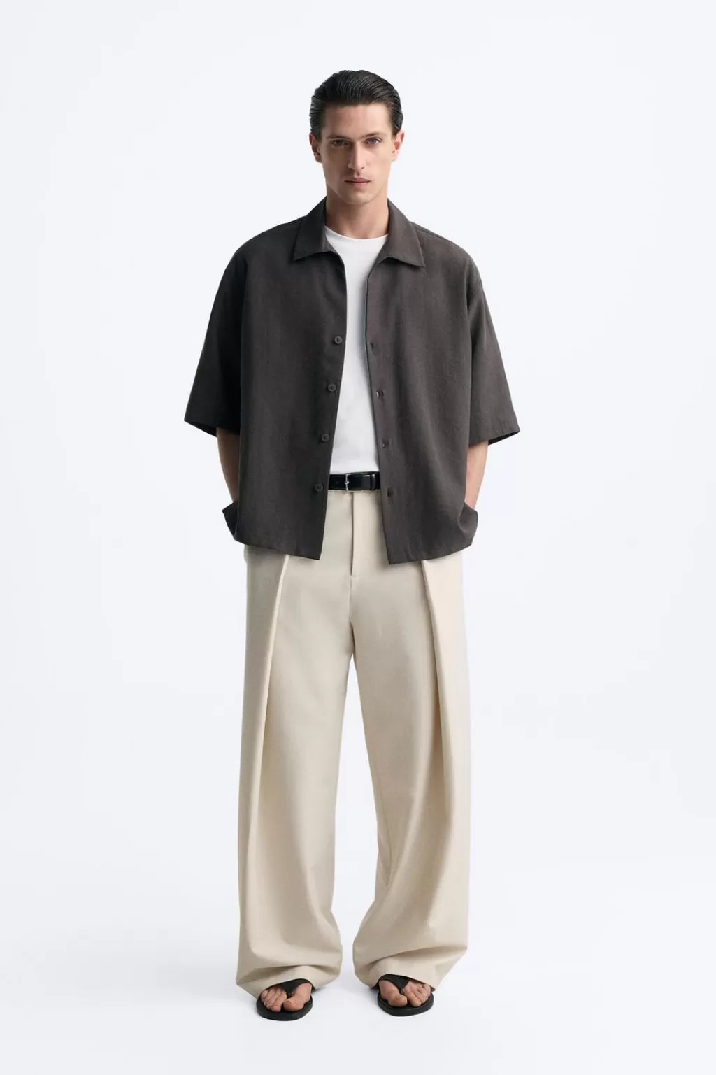 ZARA PANTALÓN WIDE FIT PLIEGUES<Hombre Pantalones