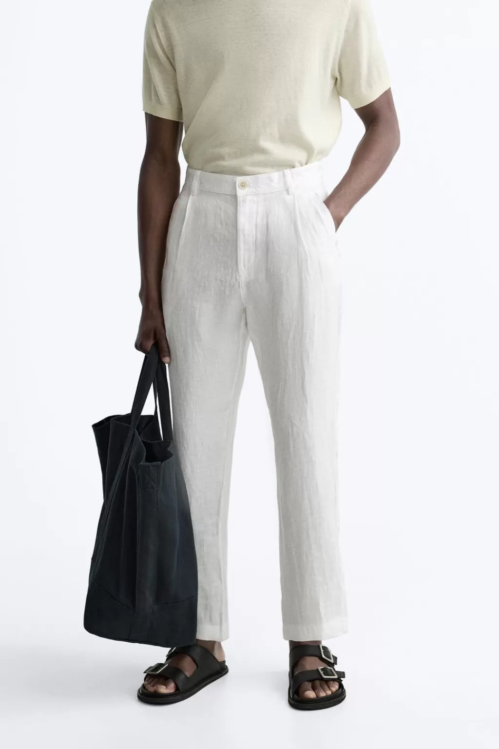 ZARA PANTALON 100% LINO<Hombre Pantalones