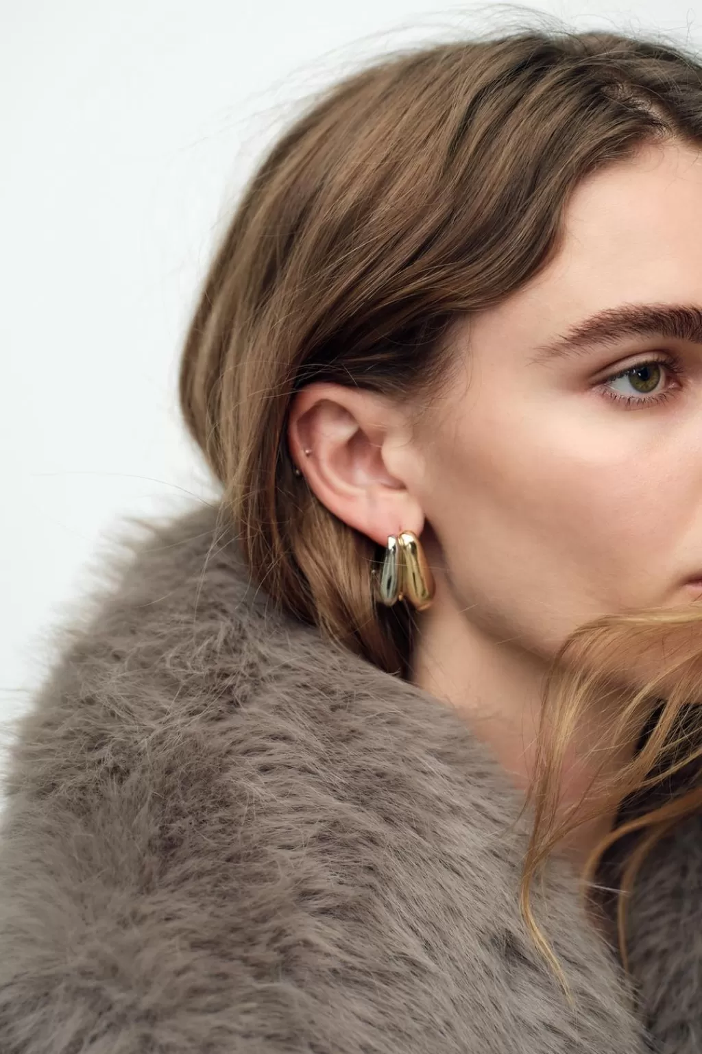 ZARA PENDIENTES ARO DOBLE COMBINADO<Mujer Accesorios / Bisuteria