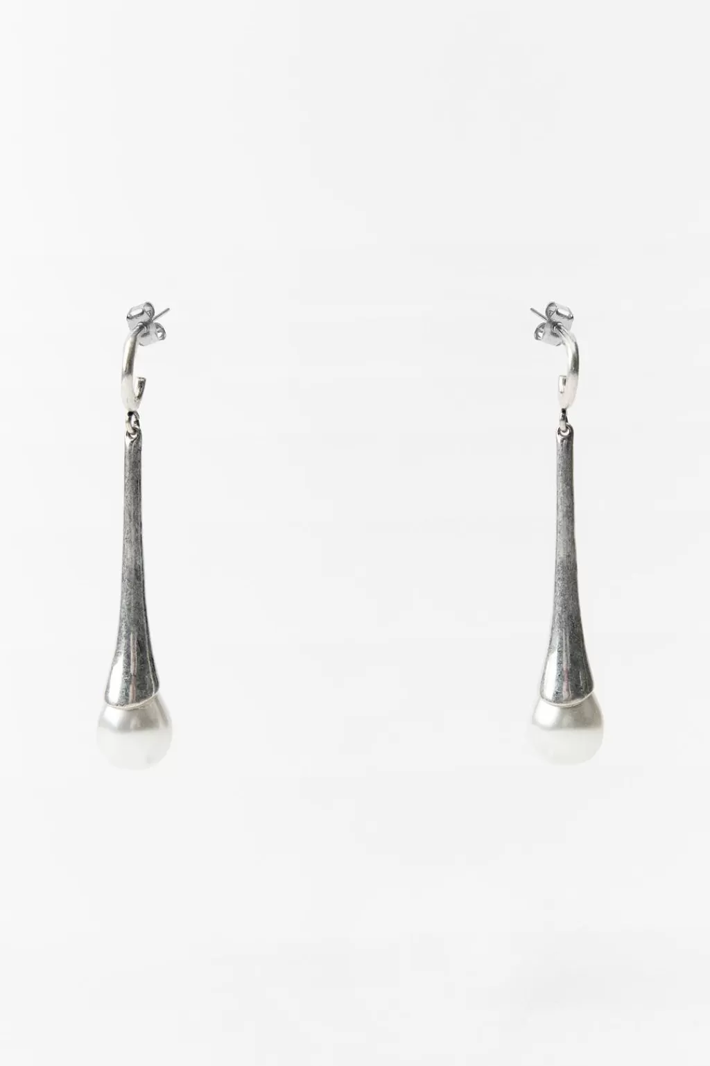 ZARA PENDIENTES METÁLICOS PERLA<Mujer Accesorios / Bisuteria