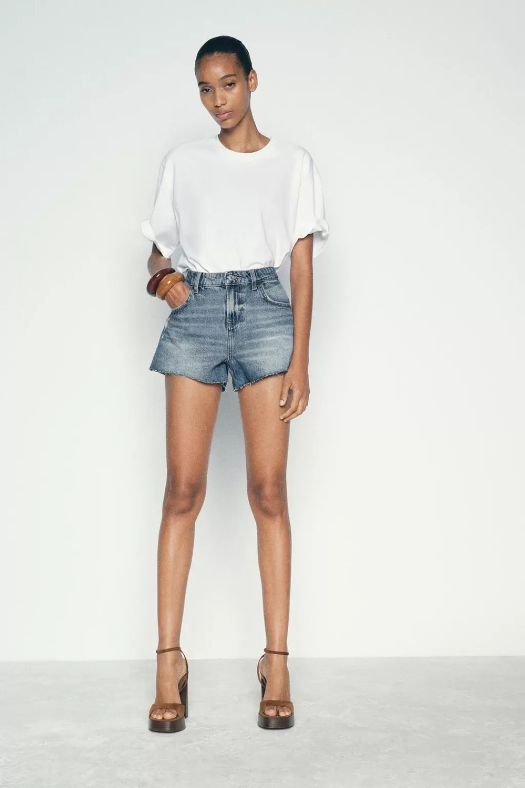 ZARA SHORTS Z1975 DENIM BAJO ROTOS<Mujer Faldas / Shorts