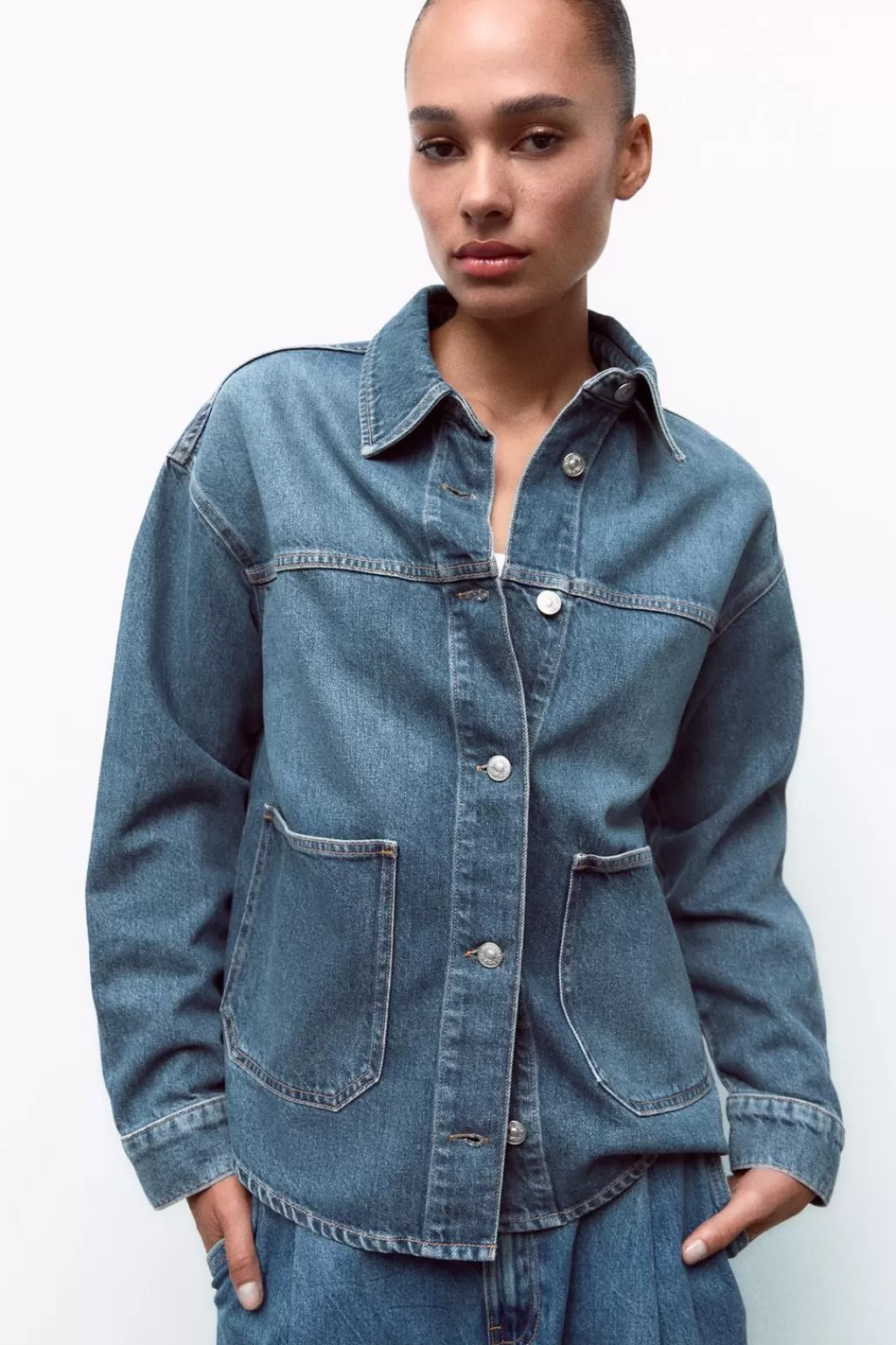 ZARA SOBRECAMISA DENIM TRF<Mujer Chaquetas / Cazadoras