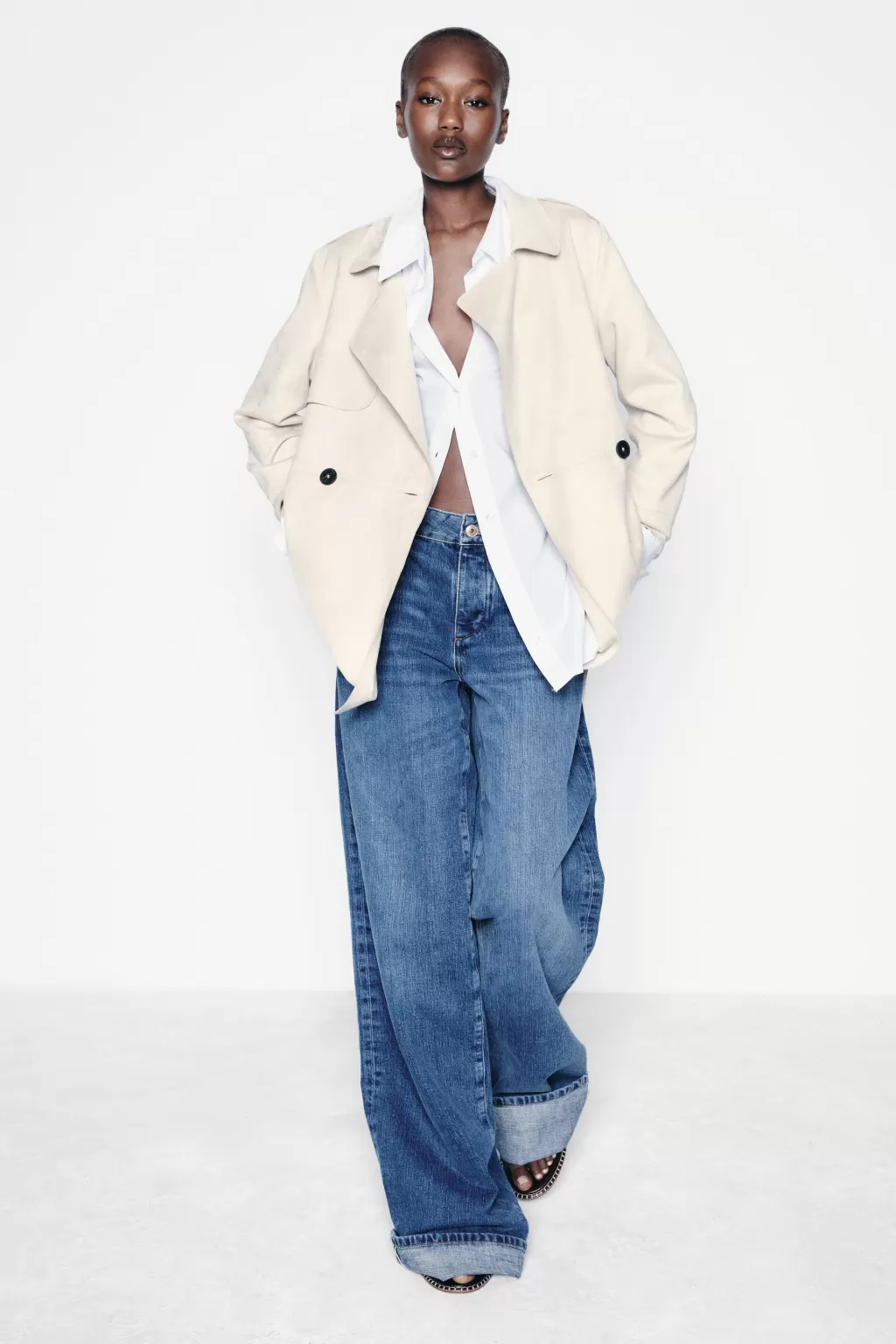 ZARA TRENCH EFECTO ANTE<Mujer Abrigos / Anoraks | Chaquetas / Cazadoras