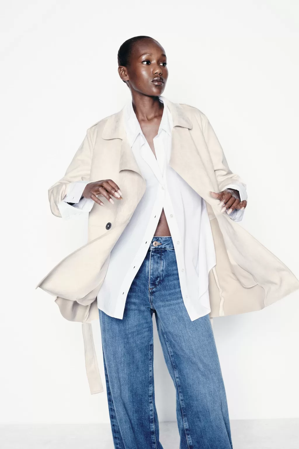 ZARA TRENCH EFECTO ANTE<Mujer Abrigos / Anoraks | Chaquetas / Cazadoras